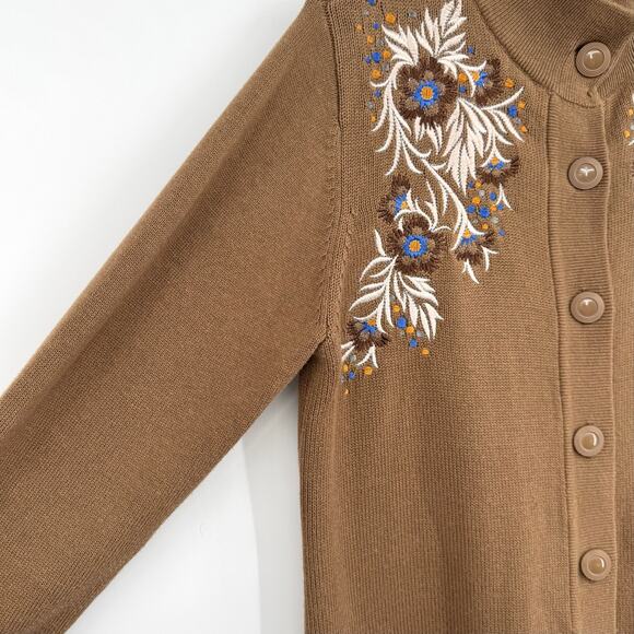 Bob Mackie Womens Floral Embroidered Button Front Cardigan M Grandma Autumn - Picture 8 of 11